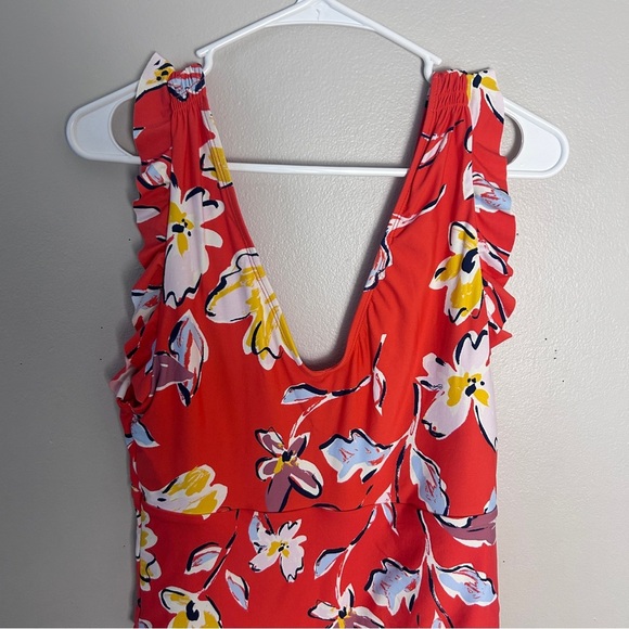 Catalina Red and Yellow One Piece Swimsuit V-Neck - Picture 2 of 5